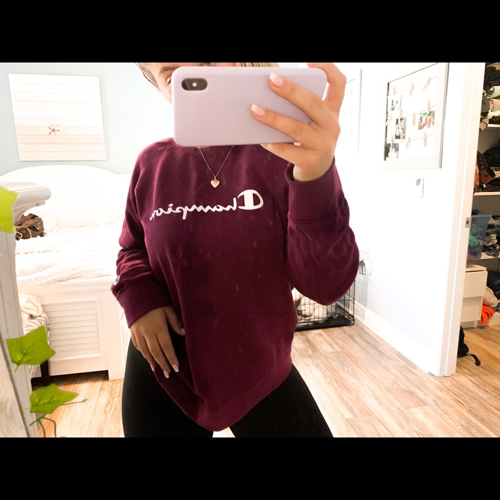 purple/maroon champion pullover